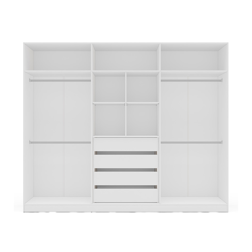 Guarda-Roupa Casal com Espelho Lisboa 6 Portas 4 Gavetas Branco e Azul