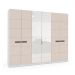 Guarda-Roupa Casal com Espelho Lisboa 6 Portas 4 Gavetas Branco e Creme