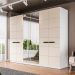 Guarda-Roupa Casal com Espelho Lisboa 6 Portas 4 Gavetas Branco e Creme