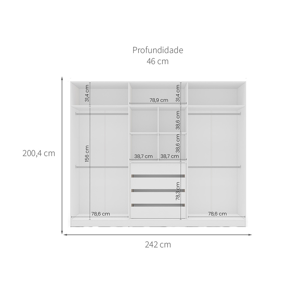 Guarda-Roupa Casal com Espelho Lisboa 6 Portas 4 Gavetas Branco e Verde
