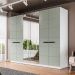 Guarda-Roupa Casal com Espelho Lisboa 6 Portas 4 Gavetas Branco e Verde