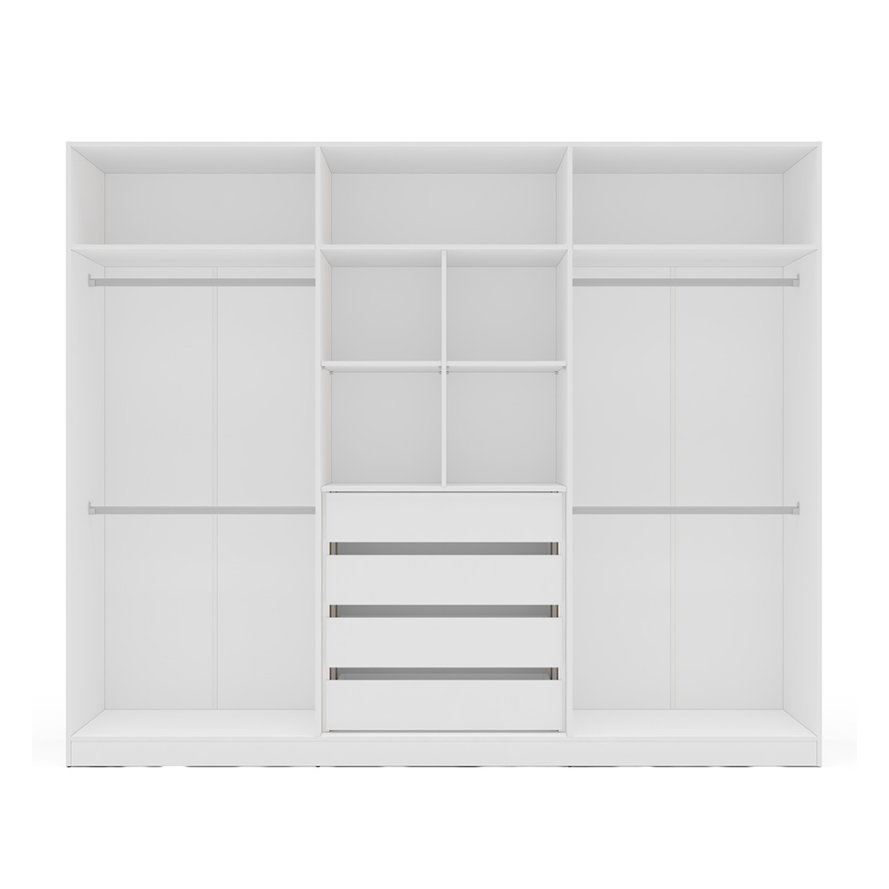 Guarda-Roupa Casal com Espelho Lisboa 6 Portas 4 Gavetas Branco e Verde