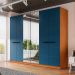 Guarda-Roupa Casal com Espelho Lisboa 6 Portas 4 Gavetas Freijó e Azul