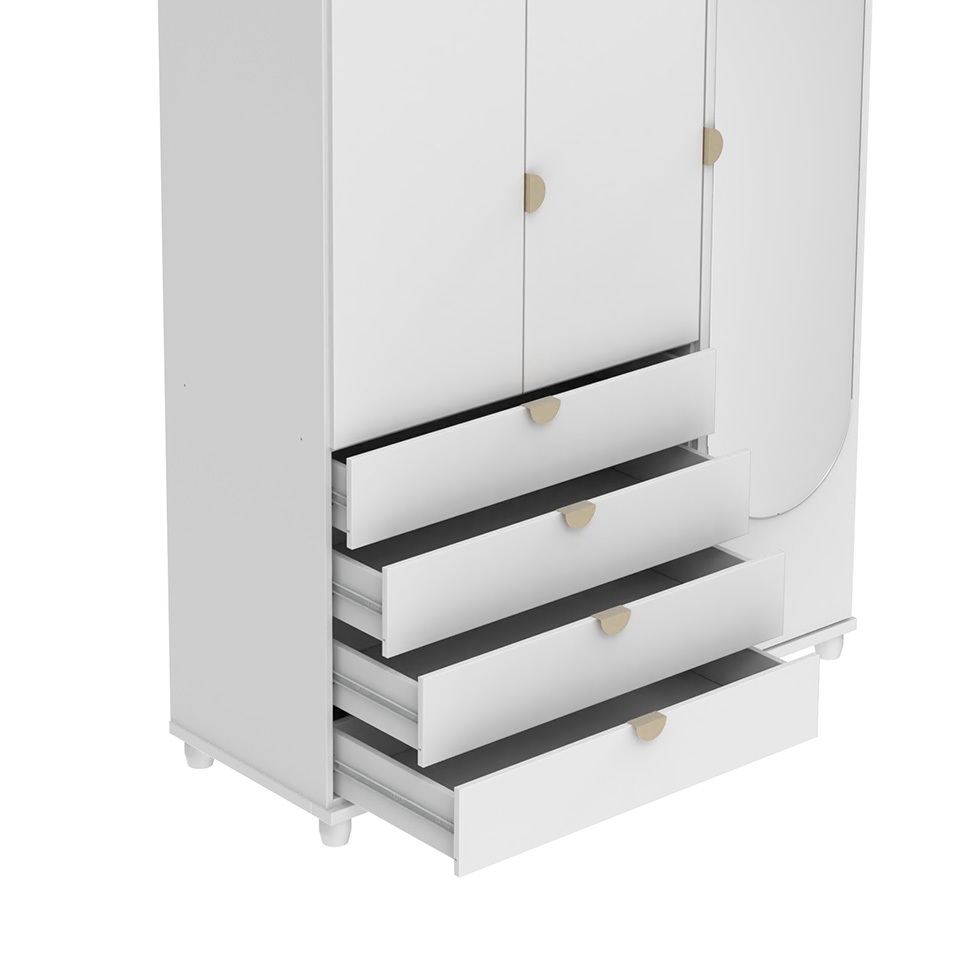 Guarda-Roupa Casal com Espelho Look 3 Portas 4 Gavetas Branco