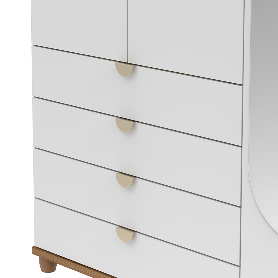 Guarda-Roupa Casal com Espelho Look 3 Portas 4 Gavetas Branco