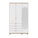 Guarda-Roupa Casal com Espelho Look 3 Portas 4 Gavetas Branco e Freijó