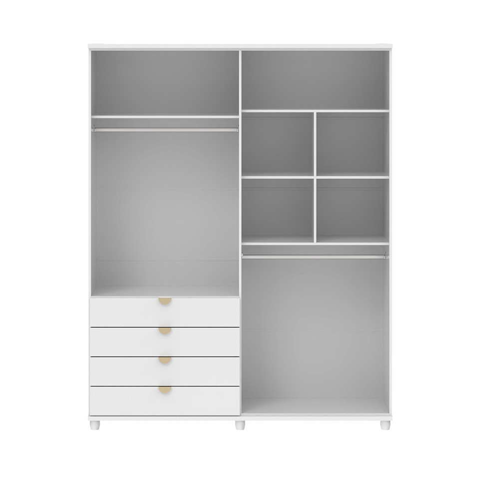 Guarda-Roupa Casal com Espelho Look 4 Portas 4 Gavetas Branco