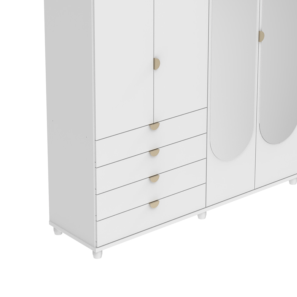 Guarda-Roupa Casal com Espelho Look 4 Portas 4 Gavetas Branco