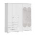 Guarda-Roupa Casal com Espelho Look 5 Portas 4 Gavetas Branco
