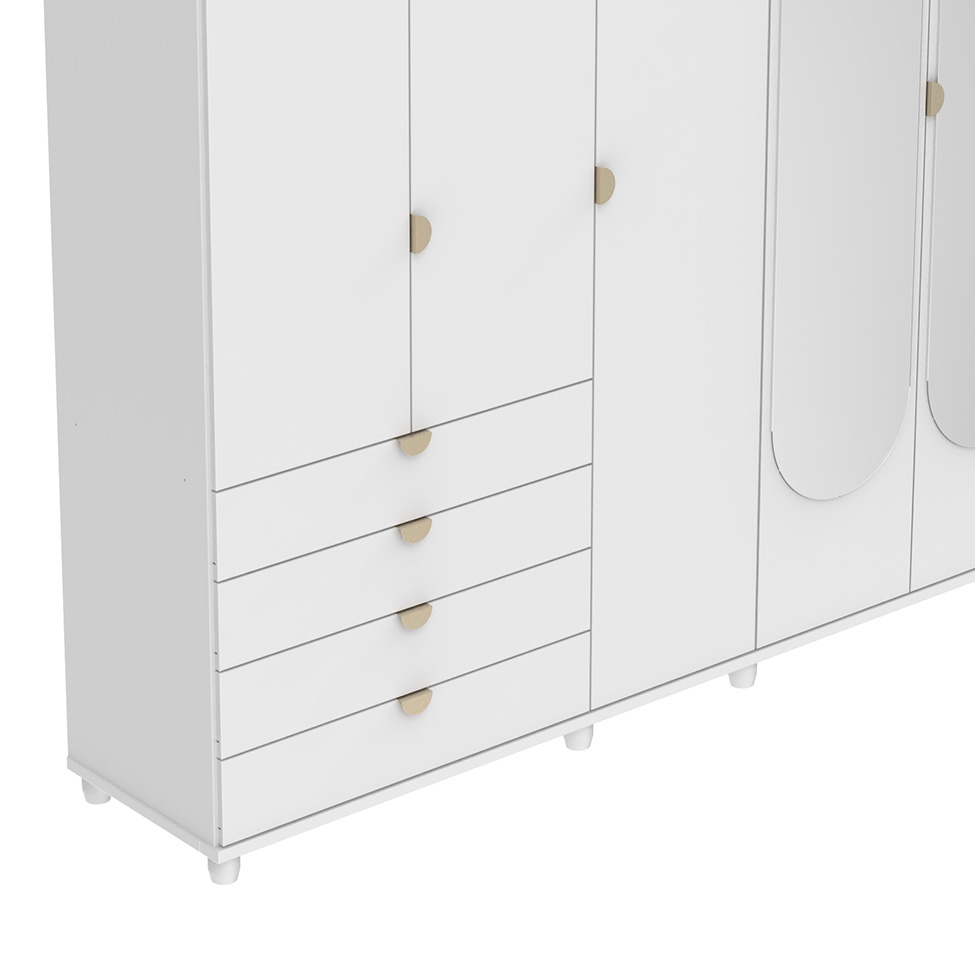 Guarda-Roupa Casal com Espelho Look 5 Portas 4 Gavetas Branco