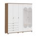 Guarda-Roupa Casal com Espelho Look 5 Portas 4 Gavetas Branco e Freijó
