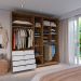 Guarda-Roupa Casal com Espelho Look 5 Portas 4 Gavetas Branco e Freijó