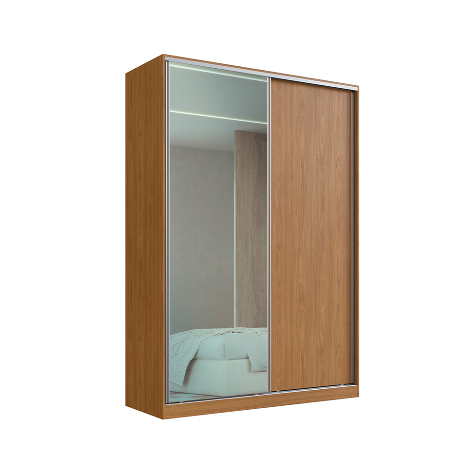 Guarda-Roupa Casal com Espelho Madê 2 Portas 3 Gavetas Freijó