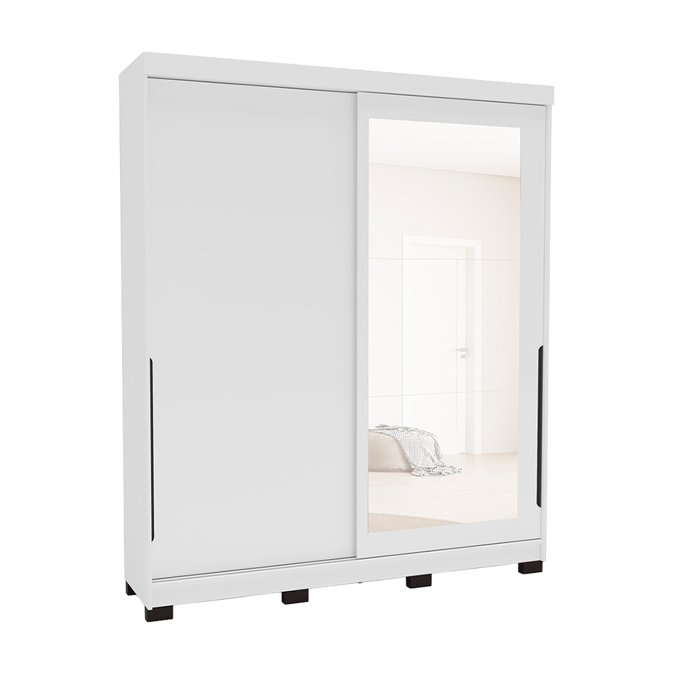 Guarda-Roupa Casal com Espelho Madrid 2 Portas 2 Gavetas Branco