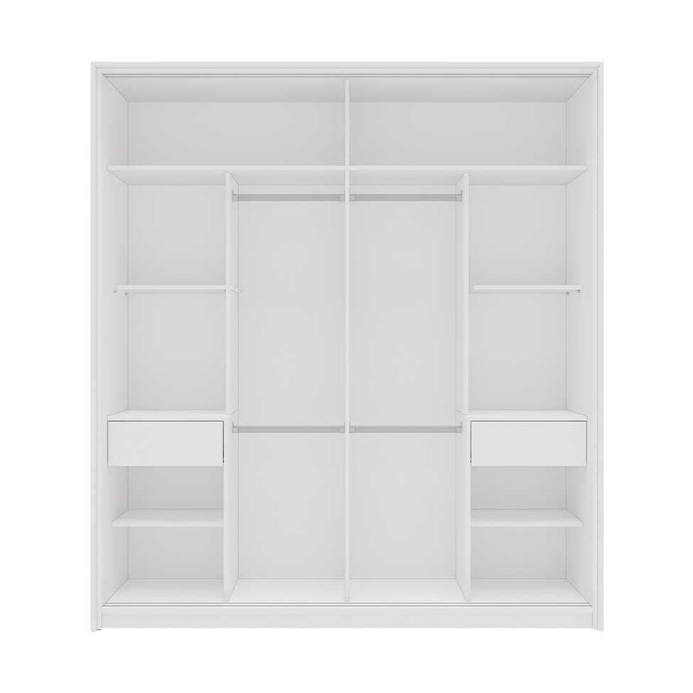 Guarda-Roupa Casal com Espelho Madrid 2 Portas 2 Gavetas Branco
