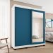 Guarda-Roupa Casal com Espelho Madrid 2 Portas 2 Gavetas Branco e Azul