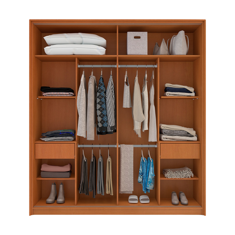 Guarda-Roupa Casal com Espelho Madrid 2 Portas 2 Gavetas Freijó e Branco