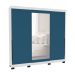 Guarda-Roupa Casal com Espelho Madrid 3 Portas 2 Gavetas Branco e Azul