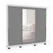Guarda-Roupa Casal com Espelho Madrid 3 Portas 2 Gavetas Branco e Cinza