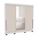 Guarda-Roupa Casal com Espelho Madrid 3 Portas 2 Gavetas Branco e Creme