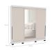Guarda-Roupa Casal com Espelho Madrid 3 Portas 2 Gavetas Branco e Creme