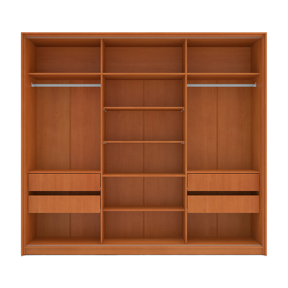 Guarda-Roupa Casal com Espelho Madrid 3 Portas 2 Gavetas Freijó e Cinza