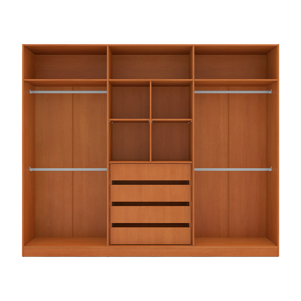 Guarda-Roupa Casal com Espelho Madrid 6 Portas 4 Gavetas Freijó e Branco