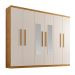 Guarda-Roupa Casal com Espelho Malibu 100% MDF 6 Portas 2 Gavetas Imbuia e Off White