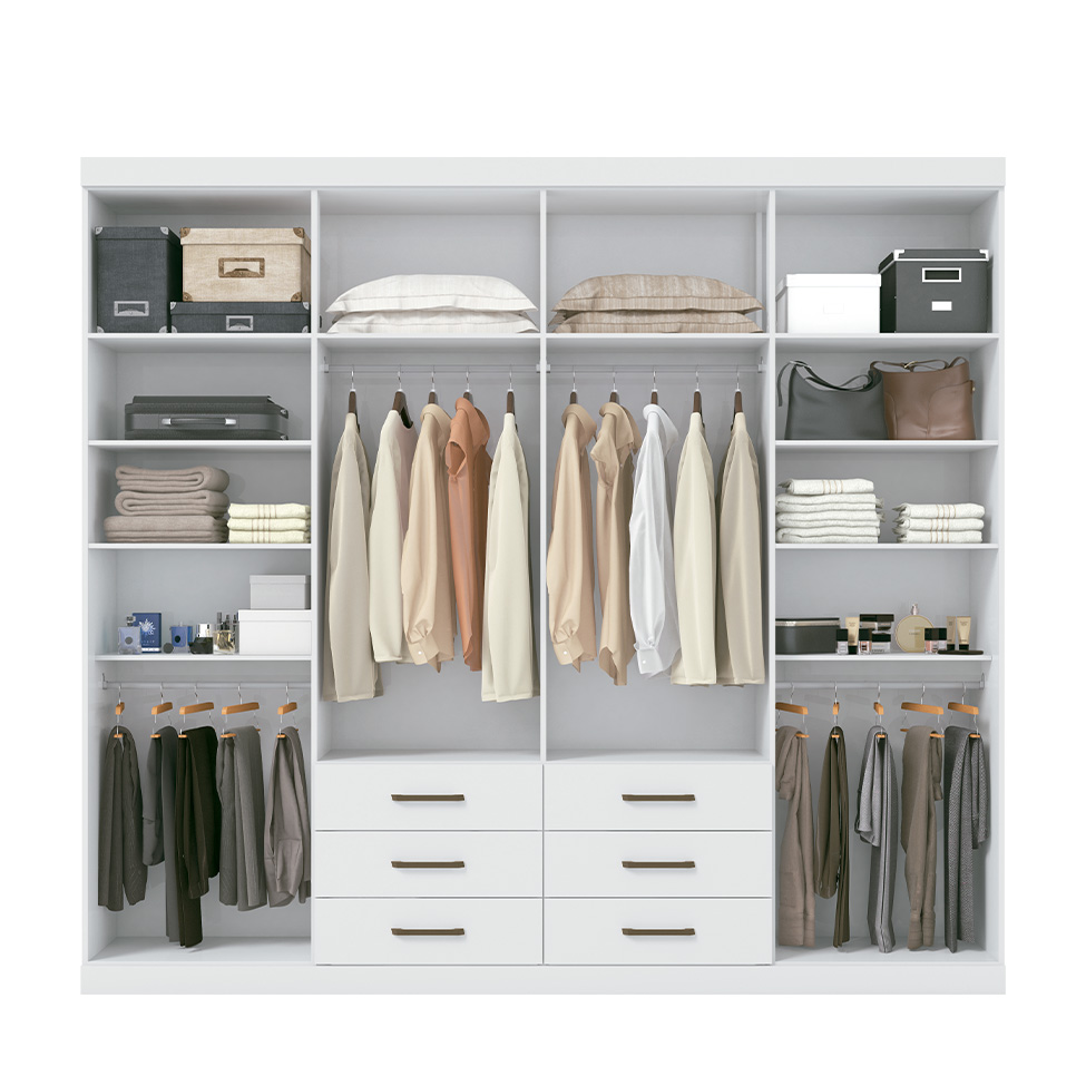 Guarda-Roupa Casal com Espelho Master 8 Portas 6 Gavetas Branco