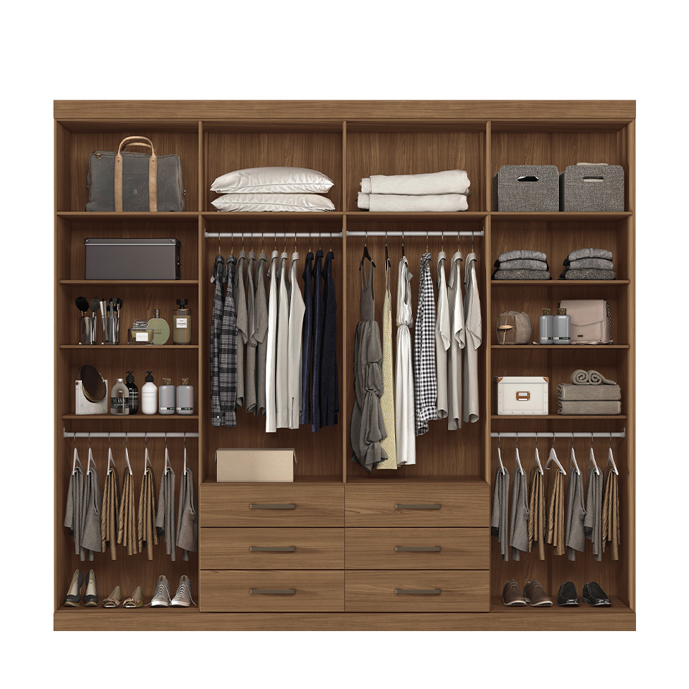 Guarda-Roupa Casal com Espelho Master 8 Portas 6 Gavetas Jatobá