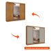 Guarda-Roupa Casal com Espelho Milão Flex 3 Portas 6 Gavetas Cinamomo e Off White