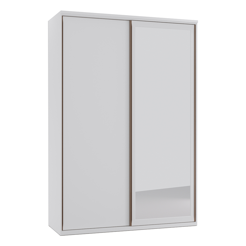 Guarda-Roupa Casal com Espelho Milão I 2 Portas 3 Gavetas Branco