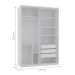 Guarda-Roupa Casal com Espelho Milão I 2 Portas 3 Gavetas Branco