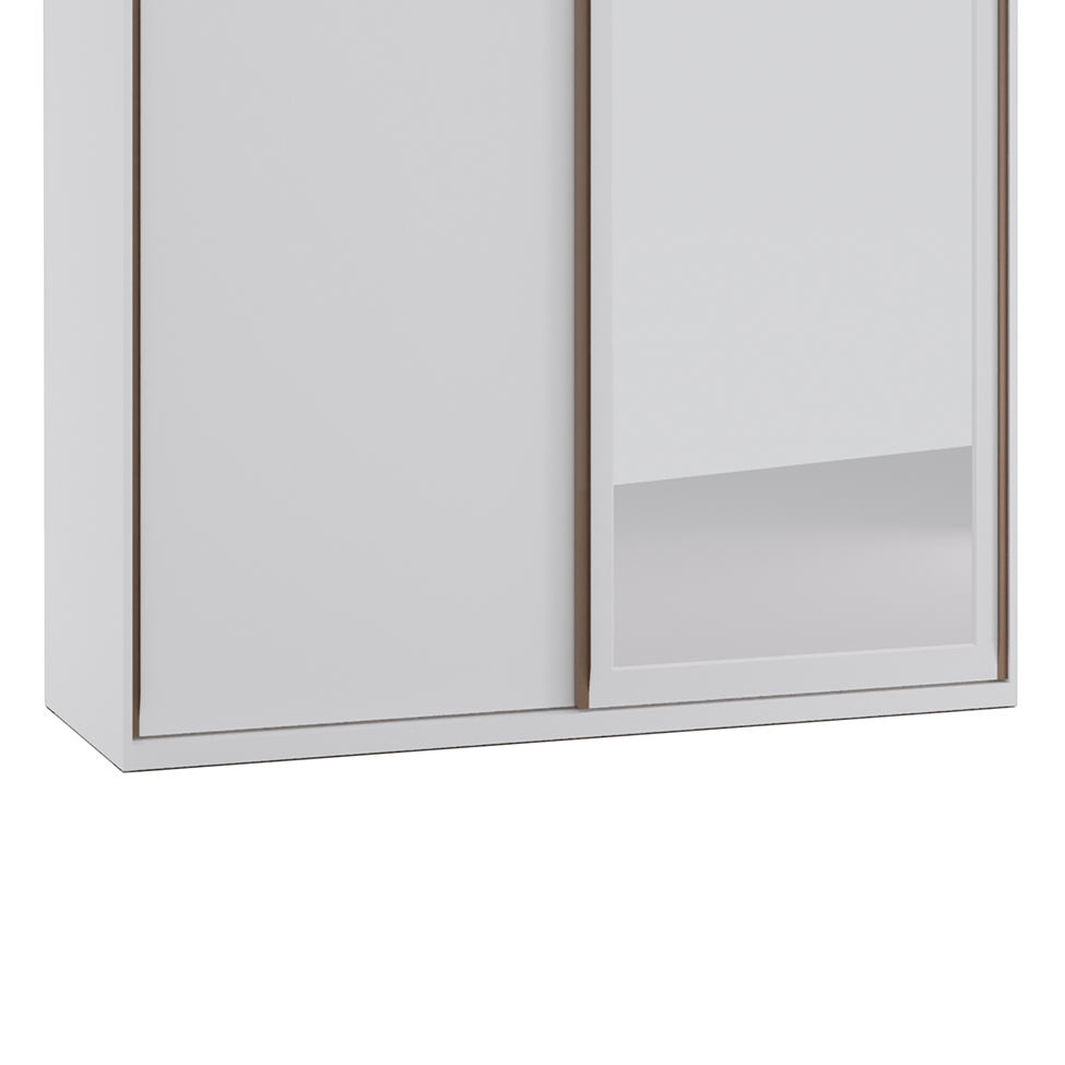 Guarda-Roupa Casal com Espelho Milão I 2 Portas 3 Gavetas Branco