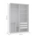 Guarda-Roupa Casal com Espelho Milão III 2 PT 3 GV Branco