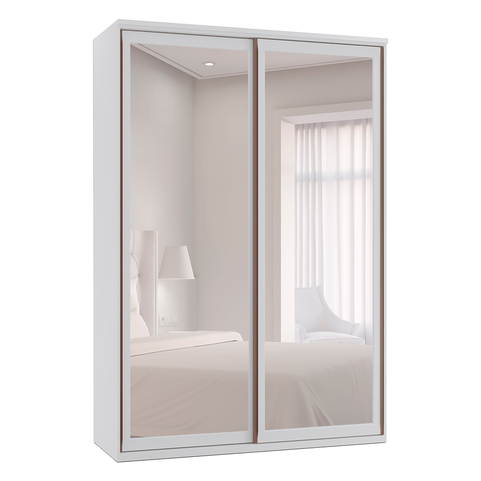 Guarda-Roupa Casal com Espelho Milão III 2 PT 3 GV Branco