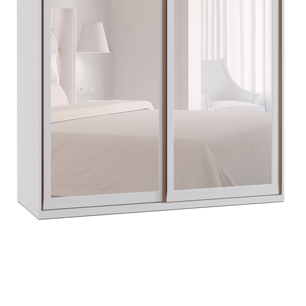 Guarda-Roupa Casal com Espelho Milão III 2 PT 3 GV Branco