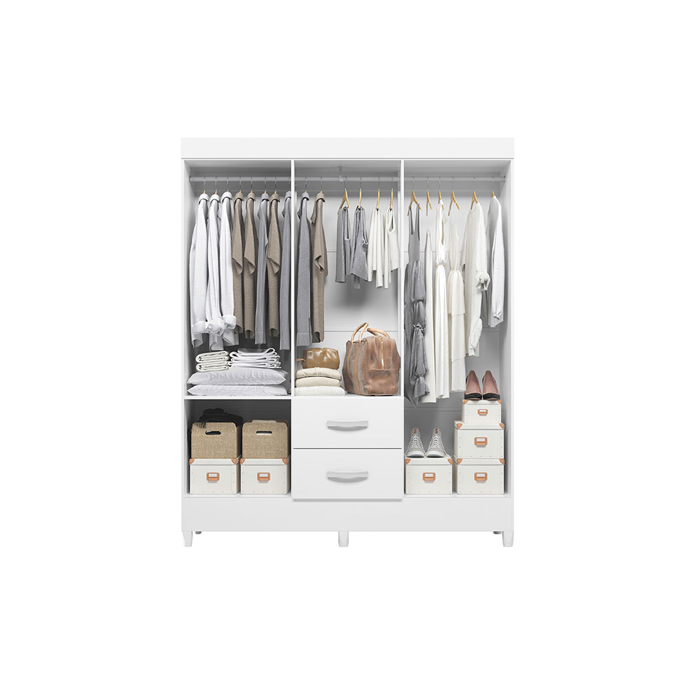 Guarda-Roupa Casal com Espelho Mobi Flex 6 Portas 2 Gavetas Branco