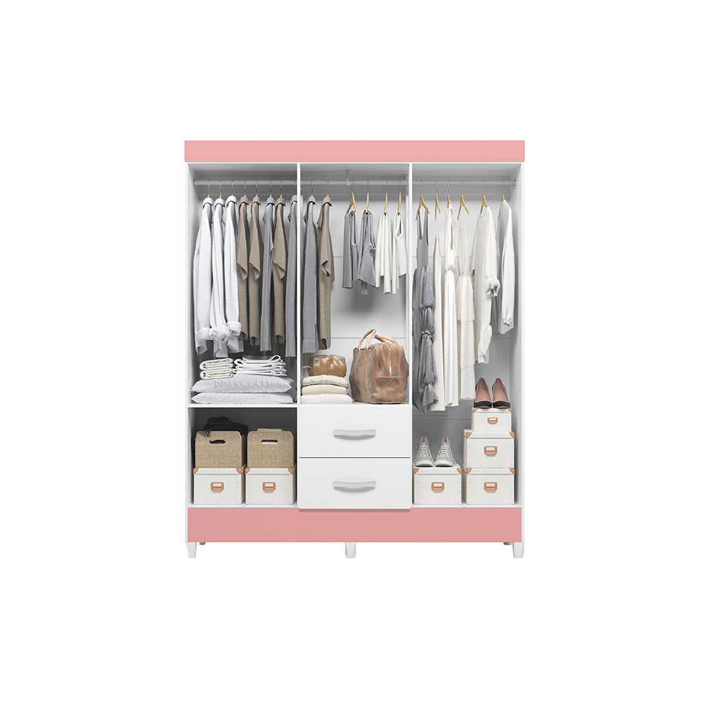 Guarda-Roupa Casal com Espelho Mobi Flex 6 Portas 2 Gavetas Branco