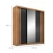 Guarda-Roupa Casal com Espelho Moema Flex 3 Portas 2 Gavetas Amêndola