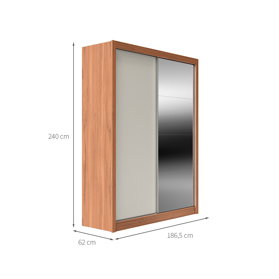Guarda-Roupa Casal com Espelho Montclair Flex 2 Portas 4 Gavetas Canela e Off White