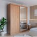 Guarda-Roupa Casal com Espelho Montclair Flex 2 Portas 4 Gavetas Canela e Off White