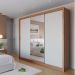 Guarda-Roupa Casal com Espelho Montclair Flex 3 Portas 6 Gavetas Canela e Off White