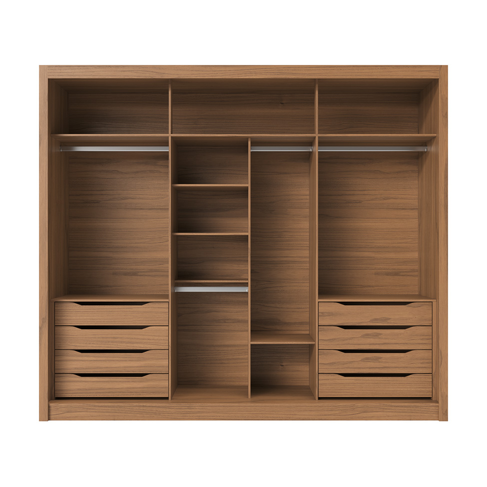 Guarda-Roupa Casal com Espelho Montclair Flex 3 Portas 8 Gavetas Canela e Off White