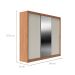Guarda-Roupa Casal com Espelho Montclair Flex 3 Portas 8 Gavetas Canela e Off White