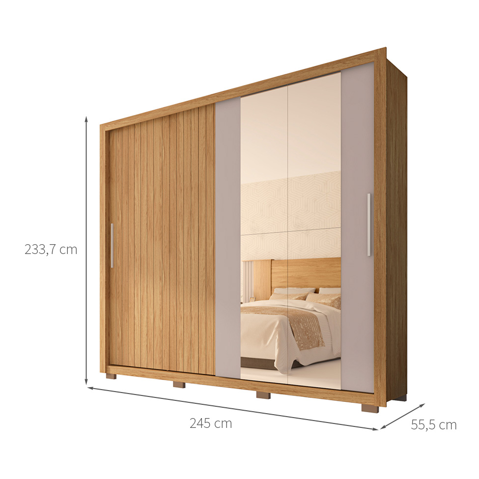 Guarda-Roupa Casal com Espelho Moviment 2 PT 4 GV Buriti e Fendi