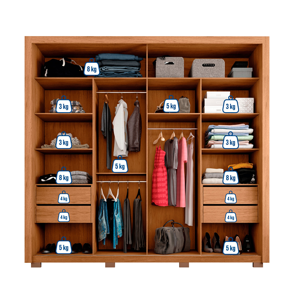 Guarda-Roupa Casal com Espelho Moviment 2 PT 4 GV Buriti e Fendi