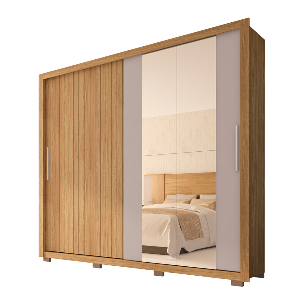 Guarda-Roupa Casal com Espelho Moviment 2 PT 4 GV Buriti e Fendi