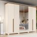 Guarda-Roupa Casal com Espelho Napoli 6 Portas 6 Gavetas Off White e Nature