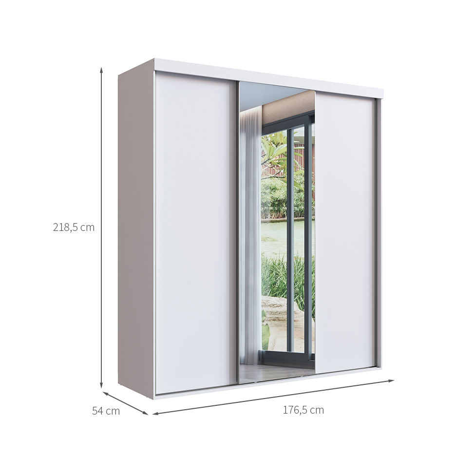 Guarda-Roupa Casal com Espelho Ofélia 2 Portas 2 Gavetas Branco